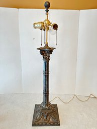 Impressive Silverplate Table Lamp, Tested Works, Measures 33 1/2' Tall