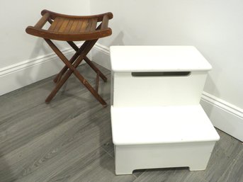 Step Stool & Folding Wood Chair