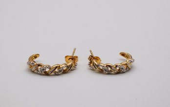 Gold Over 925 W/ 4 Small Diamond Earrings