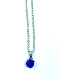 Vibrant Blue Solitaire Stone Pendant Necklace