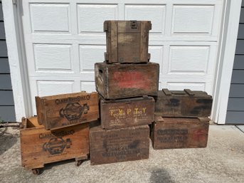 Collection Of  Vintage Rustic Wooden Crates.