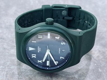 Swatch Watch Limited Edition Collaboration With Hodinkee With Hunter Green Flexible Band