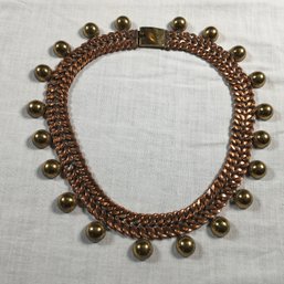 Lovely Vintage Mexican Copper / Brass Necklace By COBRE - Very Pretty Piece - Very Well Made Piece - 20' Long