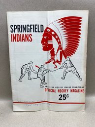 Vintage 1962 Springfield Indians Official Hocket Magazine Program.