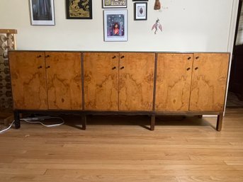 FABULOUS MCM BURLWOOD AND BLACK LACQUER SIDEBOARD