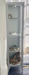 Four Shelf Grey Metal Display Cabinet