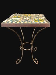 Wrought Iron Tile Top Accent Table