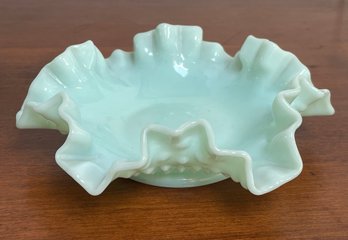 Vintage FENTON Bowl Ruffled Edge & Hobnail Design