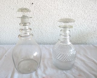 2 Glass Decanters 1 Blown Glass