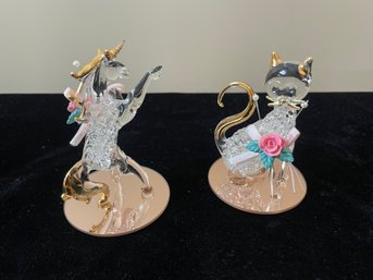 Pair Of Glass Animal Sculptures