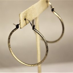 Fine Sterling Silver Larger Sized Pierced Earrings Hoops