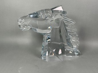 Vintage Signed Daum Crystal 'Cheval' Stallion Horse Head