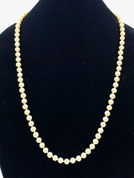 Vintage Single Strand Faux Pearl Necklace W/ Safety Chain