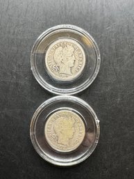 2 Barber Silver Dimes 1914, 1914-D