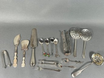 Large Assortment Of Silver Plate & One Sterling Silver Spoon