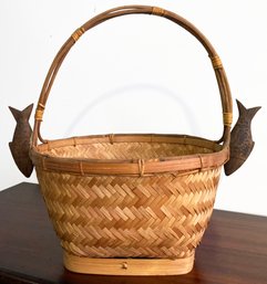 A Wicker Basket, Vintage Fish Themed