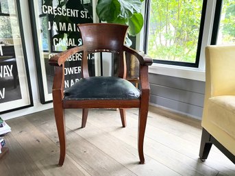 Biedermeier Style Armchair With Leather Seat And Osborne Webbing And Upholstery Tool