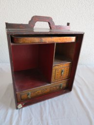 Asian Painted Wood Jewelry Box With Tray