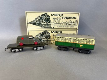 NIB Marx Trains: Flatcar With Ambulance OD & CTA Center Coach