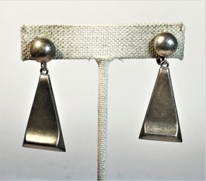 Mid Century Sterling Silver Mexican Screw Back Earrings`