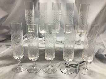 Lot (2 Of 3) 10 Pieces Vintage ROSENTHAL - STUDIO LINE MCM / Midcentury - MOTIF Pattern Glassware - Champagne
