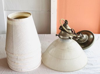 Vintage Light Fixture And Small Lamp Shades