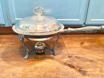 Vintage Silver Plate Chafing Dish With Wood Handle