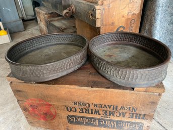 Pair Of Vintage Arts And Crafts Hammered Copper Oval Bowl