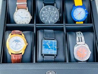 Collection Of 6 Men's Designer Watches With Case