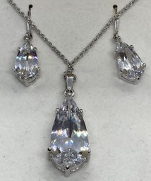 Sterling Silver Pendant Necklace And Earrings Set- Suzanne Somers Collection