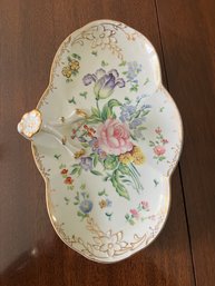 Gorgeous Hand Painted Floral Porcelain Dish