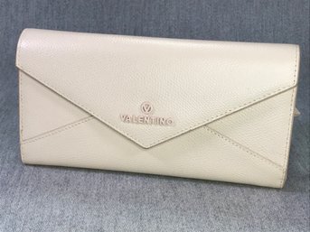 Incredible $475 Basically Brand New VALENTINO Wallet - Light Ivory Color - Lots Of Zip Pouches And Slots