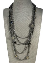 Silver Tone Multi Strand Necklace White House Black Market