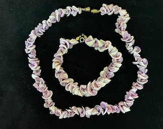 A 1970s - 1980s Spiral Shell Necklace With Matching Bracelet