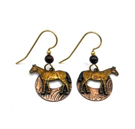 Southwestern Style Copper Color Horse Themed Dangle Earrings