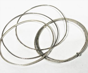 Lot Four Thin Sterling Silver Vintage Bangle Bracelets`