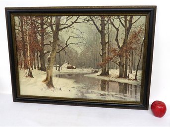 1930's Era Konrad Alexander Muller-Kurzwelly Framed Print Deep Winter By The Stream