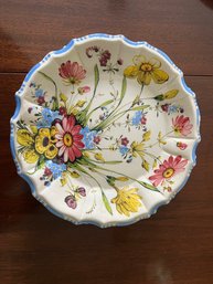 Set Of 6 Vintage Hand-decorated Floral Ceramic Dessert Plates