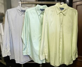 Ralph Lauren Button Down Shirts- Blue & Yellow And Green & Yellow Stripes And Mint Green-Size 17