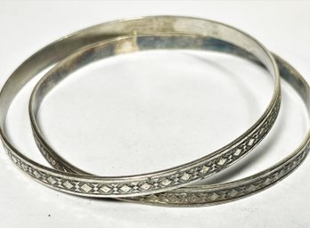 Pair Fine Vintage Sterling Silver Danecraft Bangle Bracelets Same Pattern