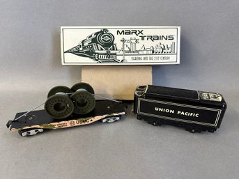 Marx Trains: Union Pacific Tender & OD USMC Flat Car With Wire Spools