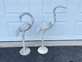 Pair Of Large Cast Aluminum Cranes