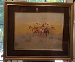 Framed Native AmericanPainting By Frederic Remington Entitled Apaches Listening