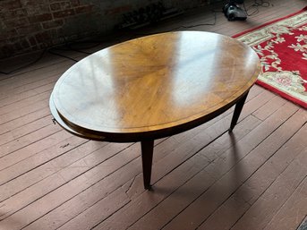 Oval Shape Coffee Table With Pull Out Trays On Ends