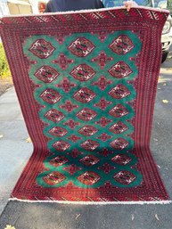 Stunning Antique Persian Pakistan Rug Green And Red