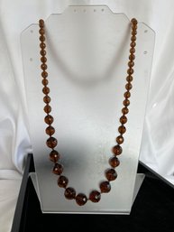 Long Vintage Faceted Topaz Type Graduated Bead Necklace