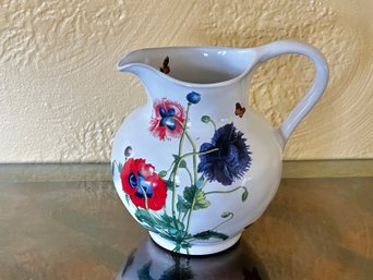 Juliska Oriental Poppies Ceramic Pitcher