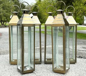 A Group Of 6 Large Modern Lanterns In Antique Brass FInish- 'G'