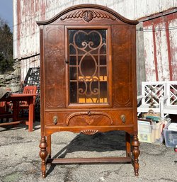 A 1920's Carved Wood China Cabinet - Wonderful For Glass Storage Too!