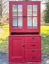 A Late 19th Century Hudson Valley Paneled Pine Pantry Built-in Cabinet